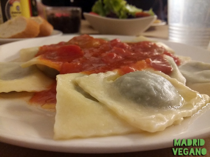 Raviolis del restaurante vegano "Punto vegano"