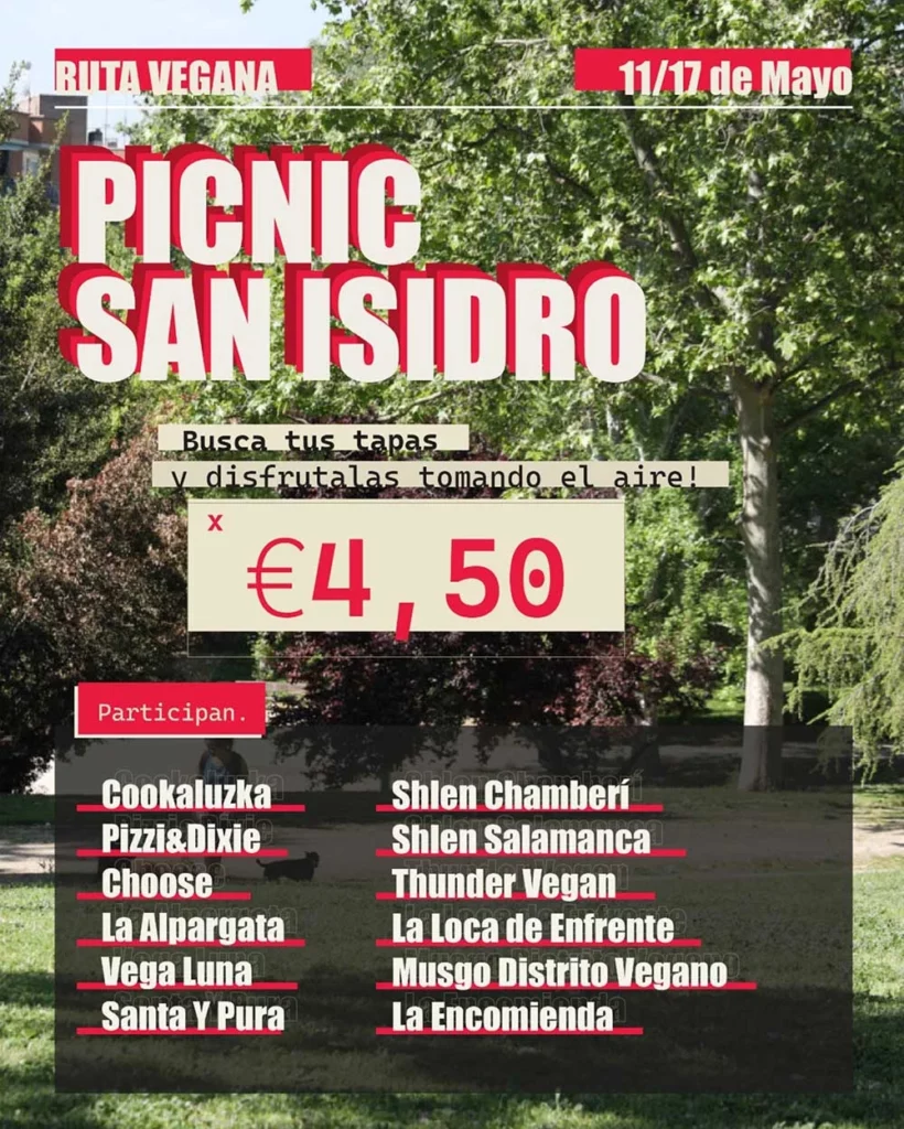 Ruta vegana Pícnic de San Isidro en Madrid 